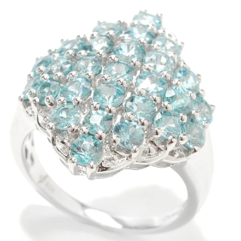 Drifting diamond ring-Sterling Silver 4.60Ctw Blue Zircon Cluster Ring