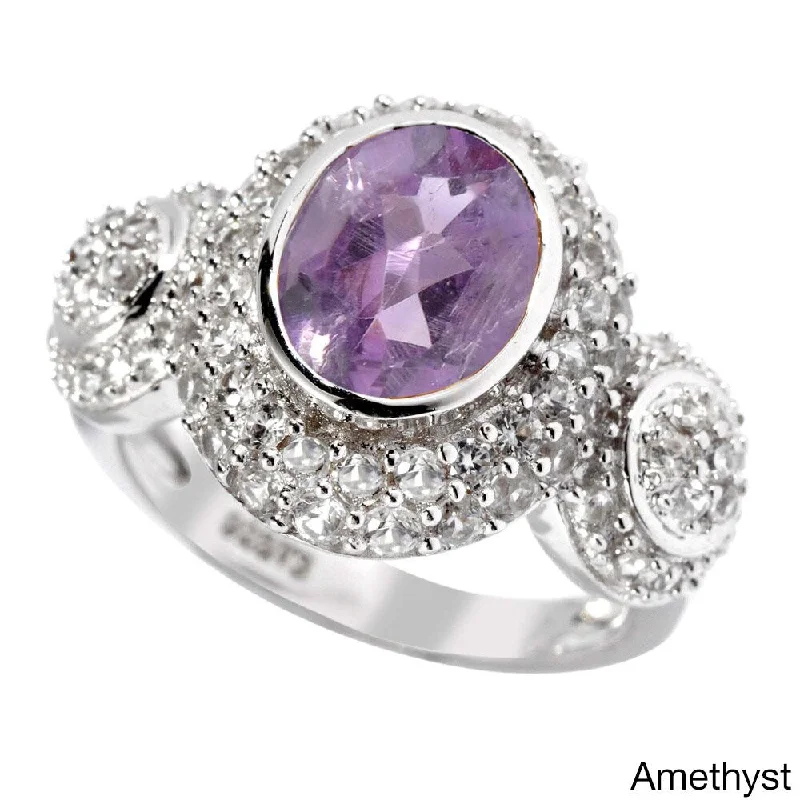 Leaf-bud ring-Sterling Silver Amethyst, Citrine and White Topaz Ring