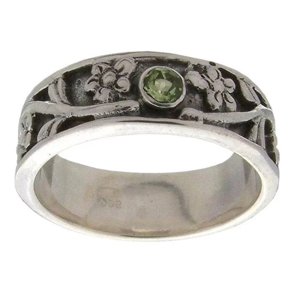 Satin gold ring-Sterling Silver 'Gift from the Sun' Peridot Band Ring (Indonesia)