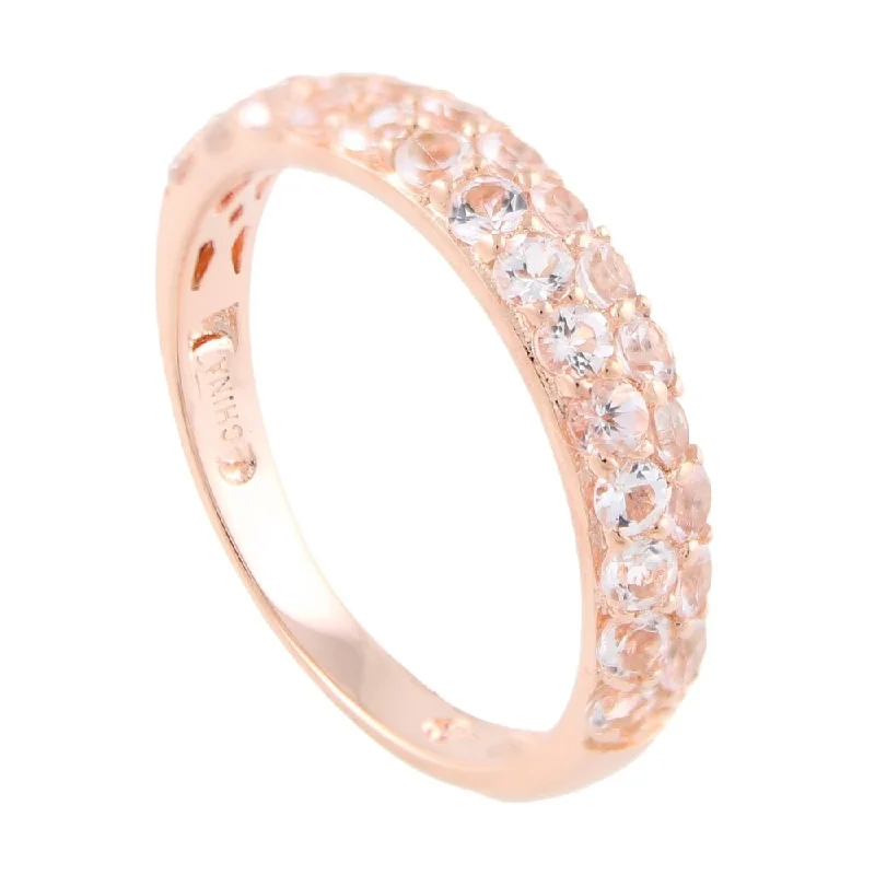 Flowing design ring-Sterling Silver Morganite Stack Band Ring