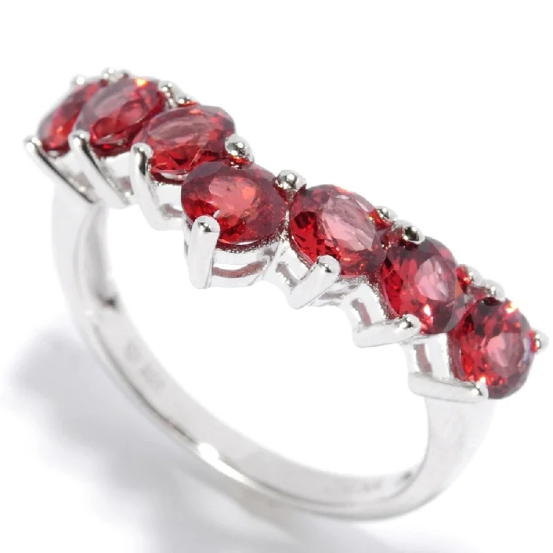 Aged rim ring-Sterling Silver Red Garnet Stack Ring