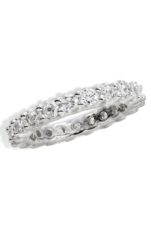 Curved stone ring-Sterling Silver White CZ Ring