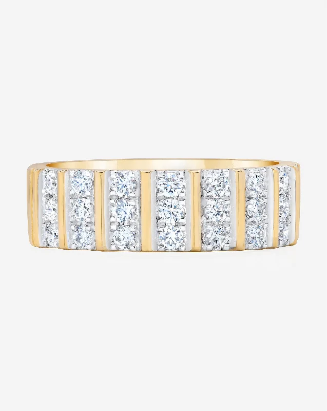 Twilight-cut ring-Three Row Fluted Diamond Ring