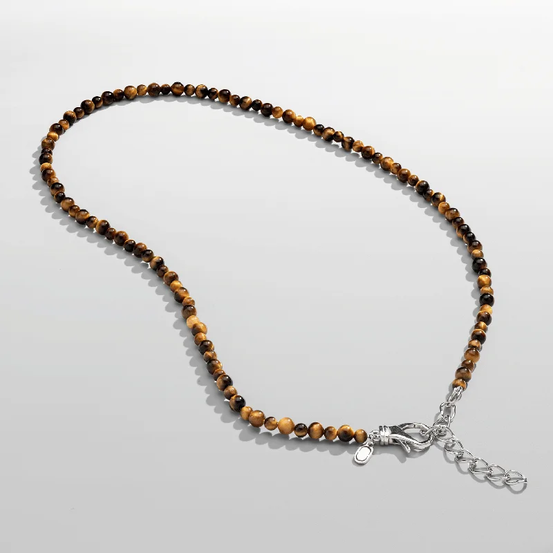 Coiled design necklace-Tigers Eye Beaded Necklace