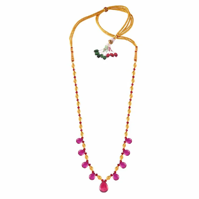 Matte titanium necklace-Unique Designer 22k Gold Necklace With Pink Accents From Pc Chandra Tushi Collection