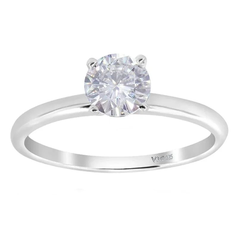 Faded zinc ring-White Gold with Moissanite Solitaire Ring