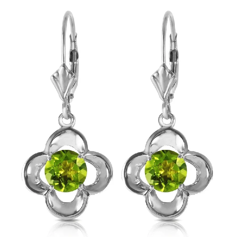 Soft arc earrings-1.1 Carat 14K Solid White Gold Foundations Peridot Earrings