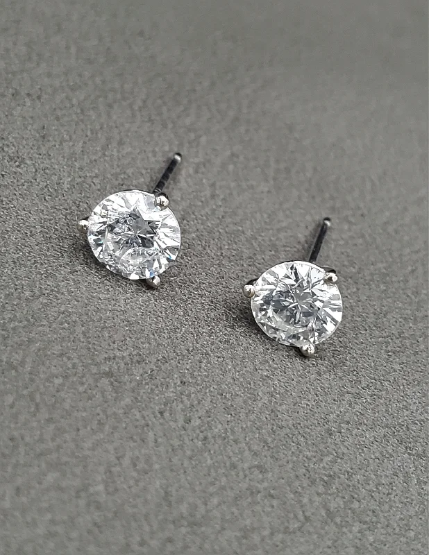 Elevated gem earrings-1/3 Carat Diamond Studs 14K White Gold