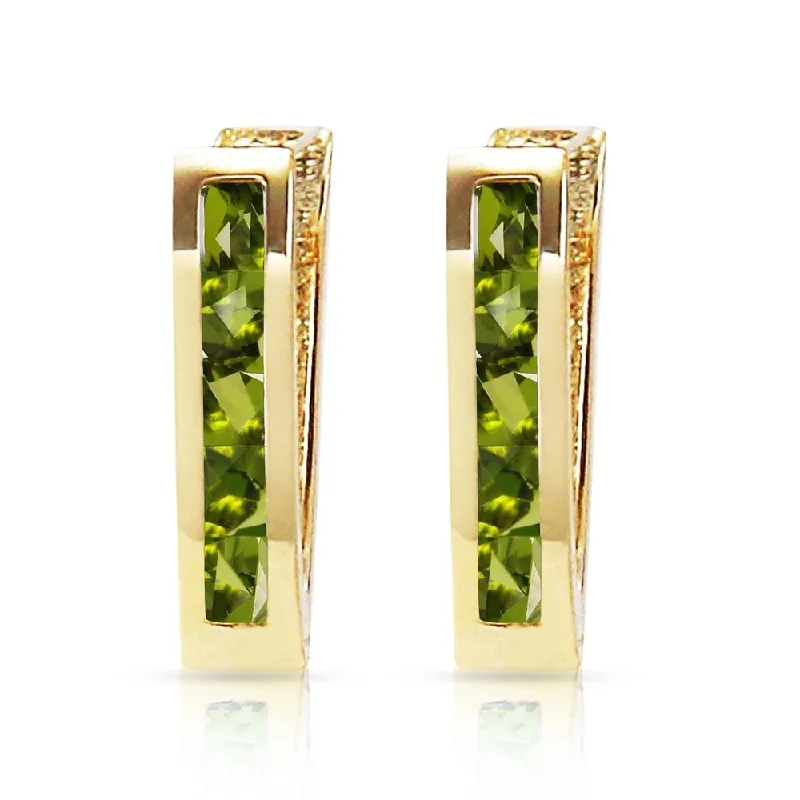 Torn rim earrings-1 CTW 14K Solid Gold Oval Huggie Earrings Peridot