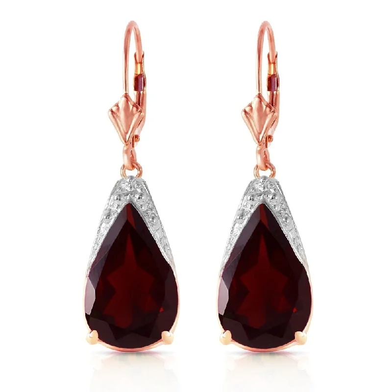 Lush emerald earrings-10 Carat 14K Solid Rose Gold Leverback Earrings Natural Garnet