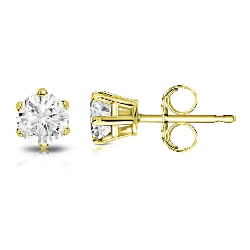 Leaf-bud earrings-14k Gold 3/4ct TDW 6 Prong Round Solitaire Diamond Stud Earrings by Auriya (J-K, I2-I3)