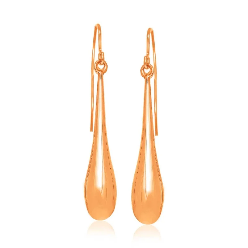 Elastic stone earrings-14k Rose Gold Long Polished Teardrop Dangling Earrings