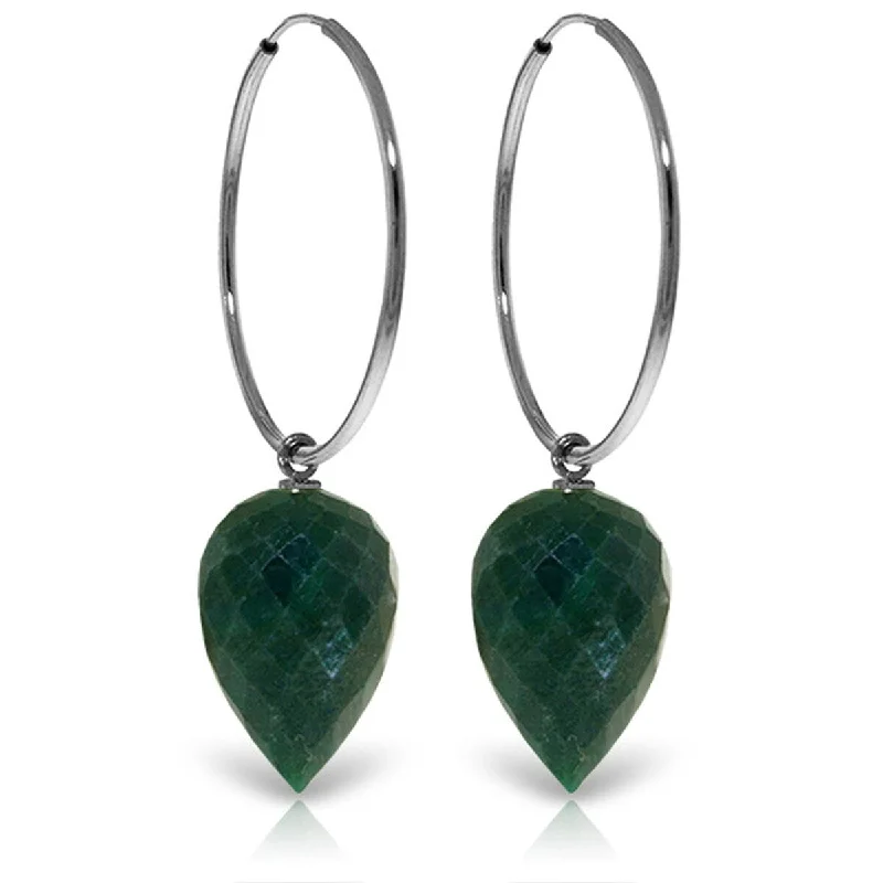 Lush agate earrings-14K Solid Gold Earrings w/ Pointy Briolette Emerald Color Corundum