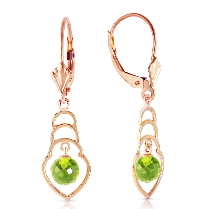 Icy topaz earrings-14K Solid Gold Leverback Natural Peridot Gemstone Fine Earrings