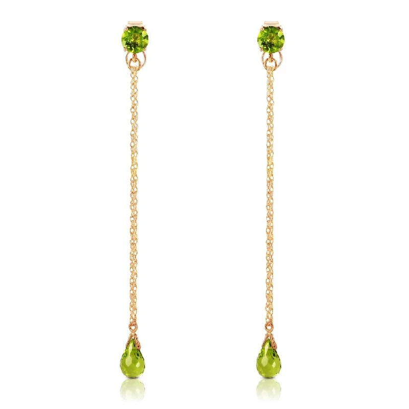 Flecked glaze earrings-14K Solid Rose Gold Chandelier Earrings with Natural Peridots