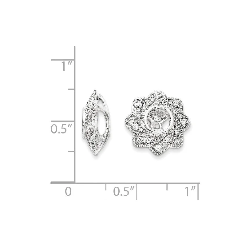 Clasped stone earrings-14k White Gold Diamond Earring Jacket (L-13 mm, W-13 mm)