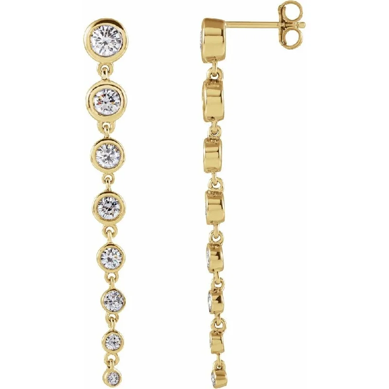 Drifting diamond earrings-14k Yellow Gold 1 3/4 CTW Lab-Grown Diamond Dangle Earring for Women