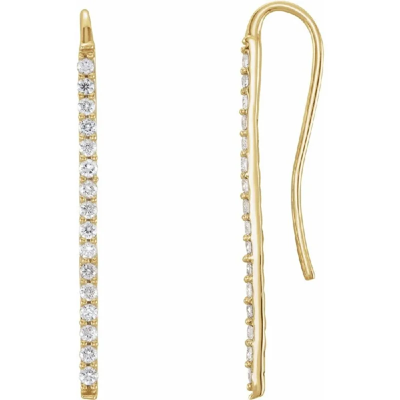 Linked hoop earrings-14k Yellow Gold 1/3 CTW Diamond Bar Dangle Earring for Women