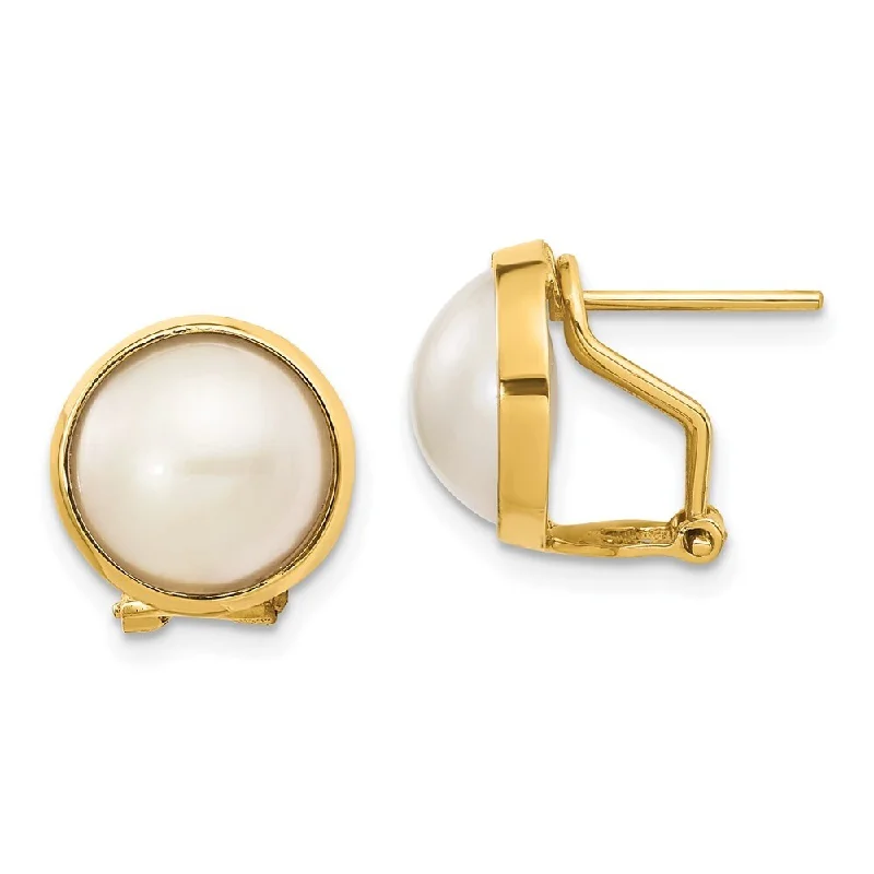 Set stone earrings-14k Yellow Gold 10-11mm Cultured Mabe Pearl Earrings (L-18 mm, W-18 mm)