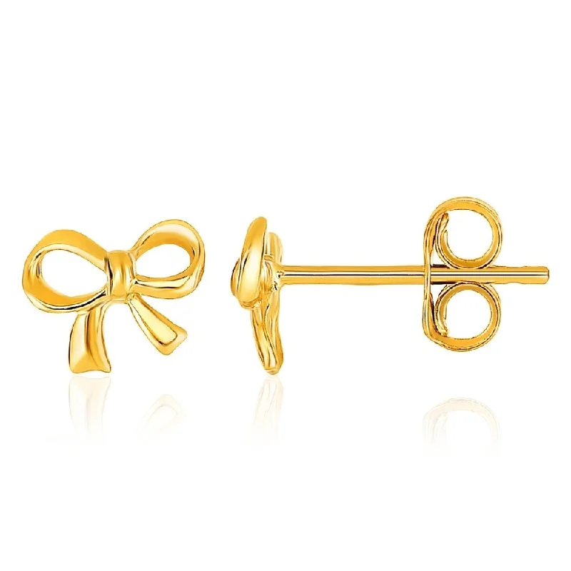 Sweeping arc earrings-14k Yellow Gold Bow Style Post Earrings