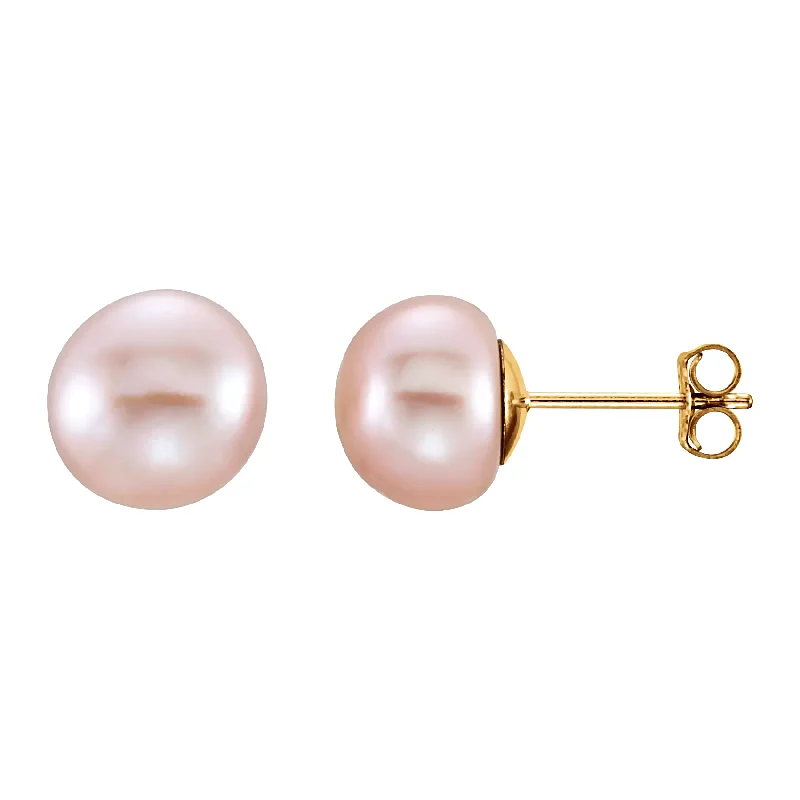 Rich kyanite earrings-14K Yellow Gold Cultured Pink Freshwater Pearl Stud Earrings