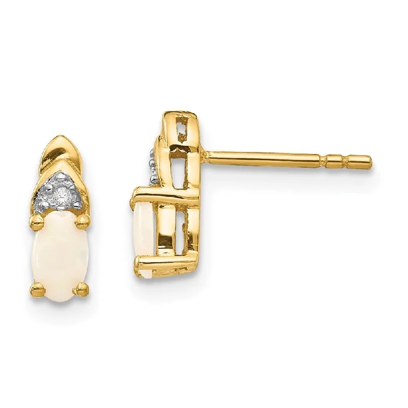 Retro topaz earrings-14k Yellow Gold Diamond And Gemstone Earrings (L-9 mm, W-4 mm)