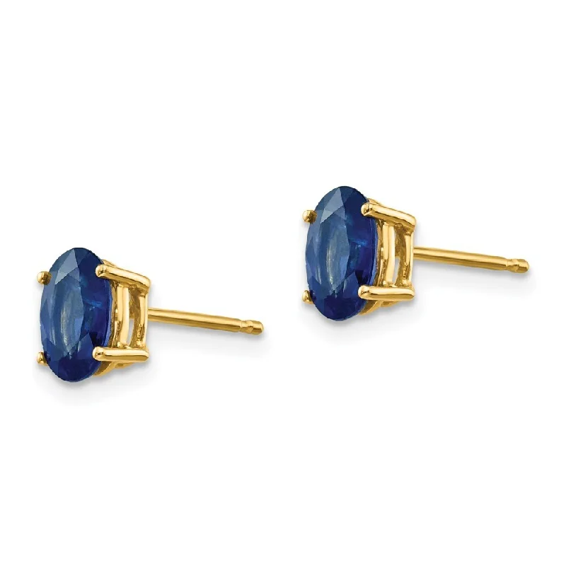 Aged rim earrings-14k Yellow Gold Gemstone Earrings (L-7 mm, W-5 mm)