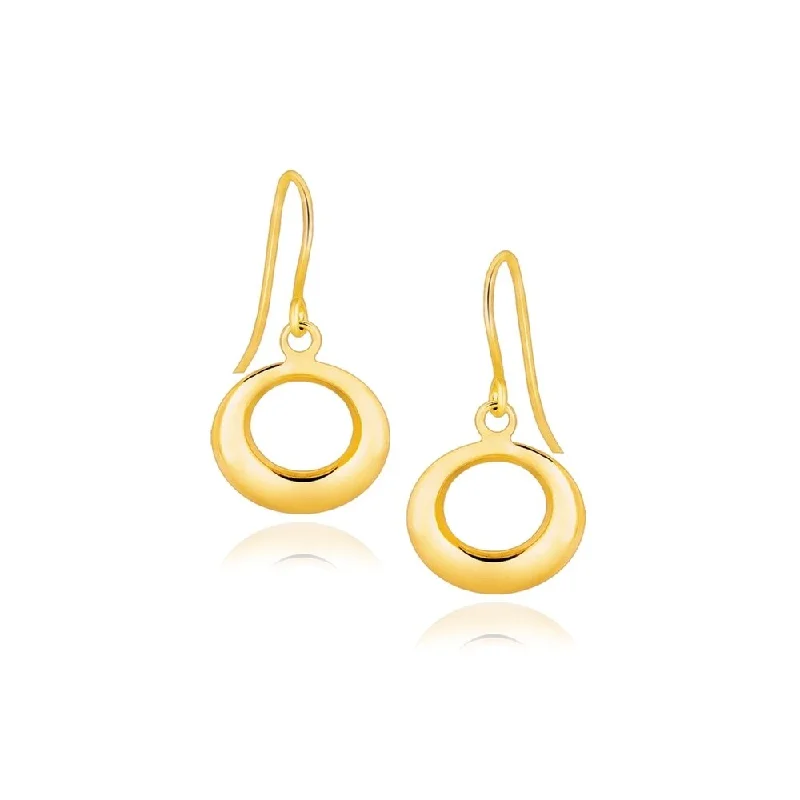 Luminous diamond earrings-14k Yellow Gold Open Circle Dangle Earrings