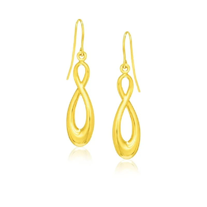 Stippled hoop earrings-14k Yellow Gold Polished Earrings in Infinity Design