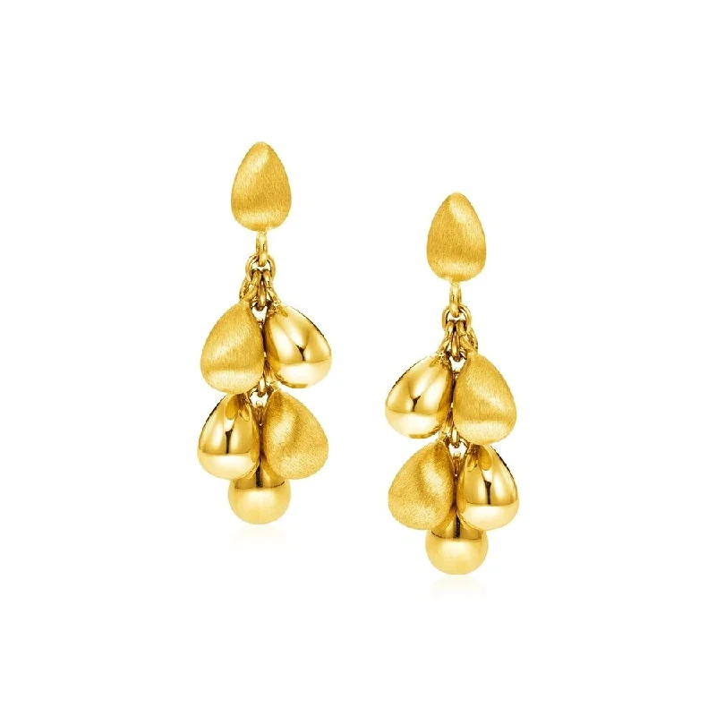 Pure pearl earrings-14k Yellow Gold Satin Finish Earrings with Teardrops