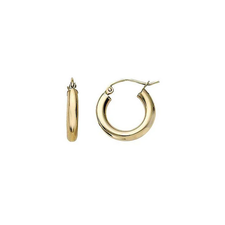 Soft arc earrings-16mm x 3mm Hoop Earrings 14K Yellow Gold