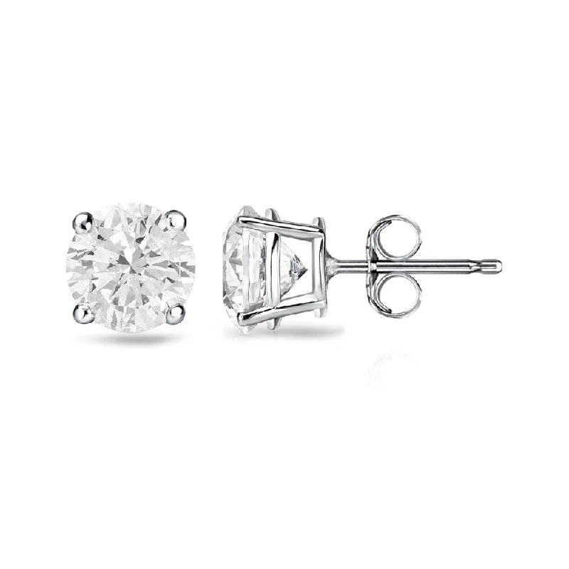 Heptagonal stud earrings-18k Gold Round 1ct TW Clarity Enhanced Diamond Stud Earrings