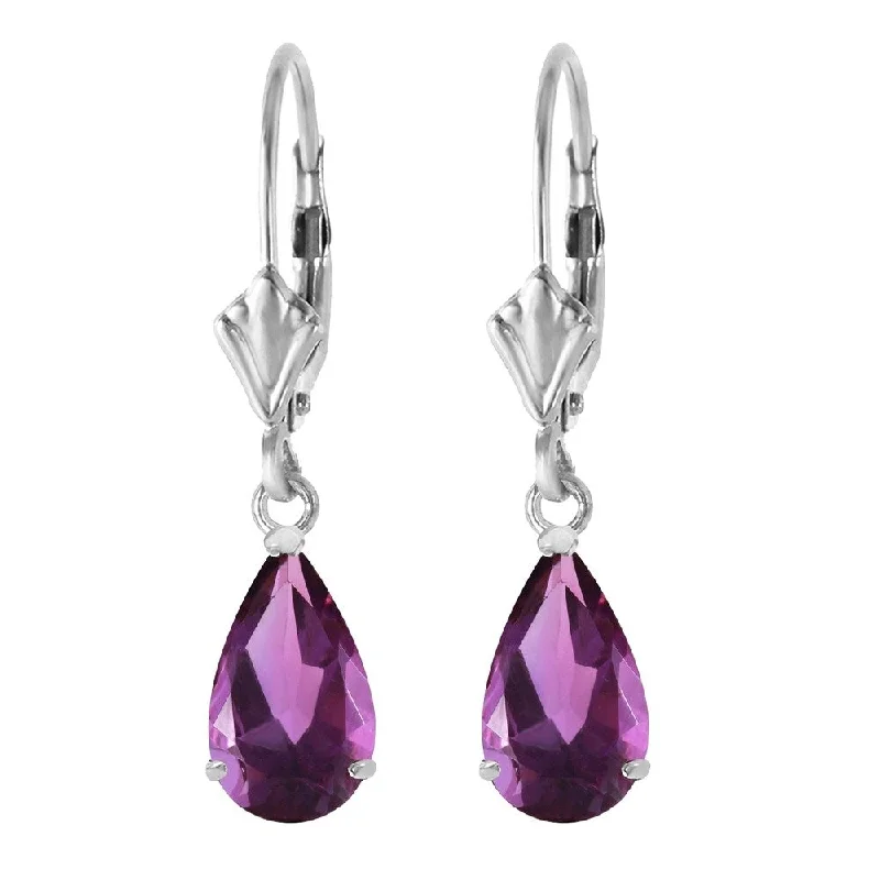 Cosmic burst earrings-2.5 CTW 14K Solid White Gold Leverback Earrings Amethyst