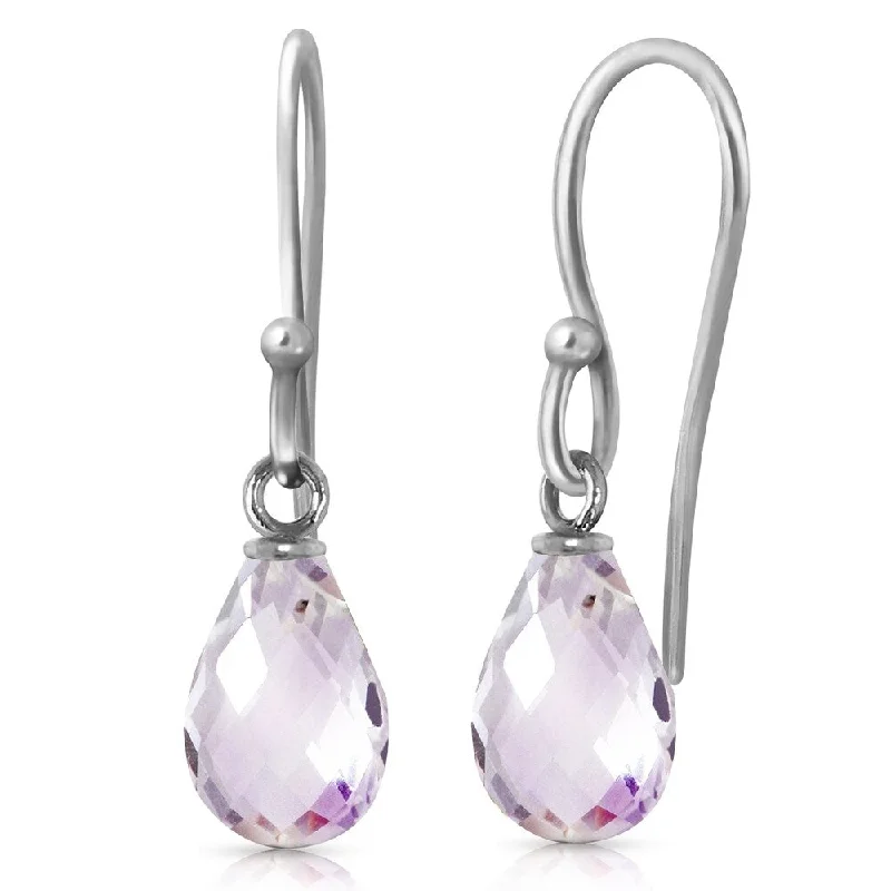 Glowing amethyst earrings-2.7 CTW 14K Solid White Gold Fish Hook Earrings Pink Topaz