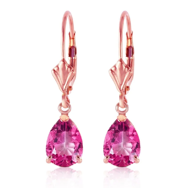 Sparkling gem earrings-2.85 Carat 14K Solid Rose Gold Glamour Pink Topaz Earrings