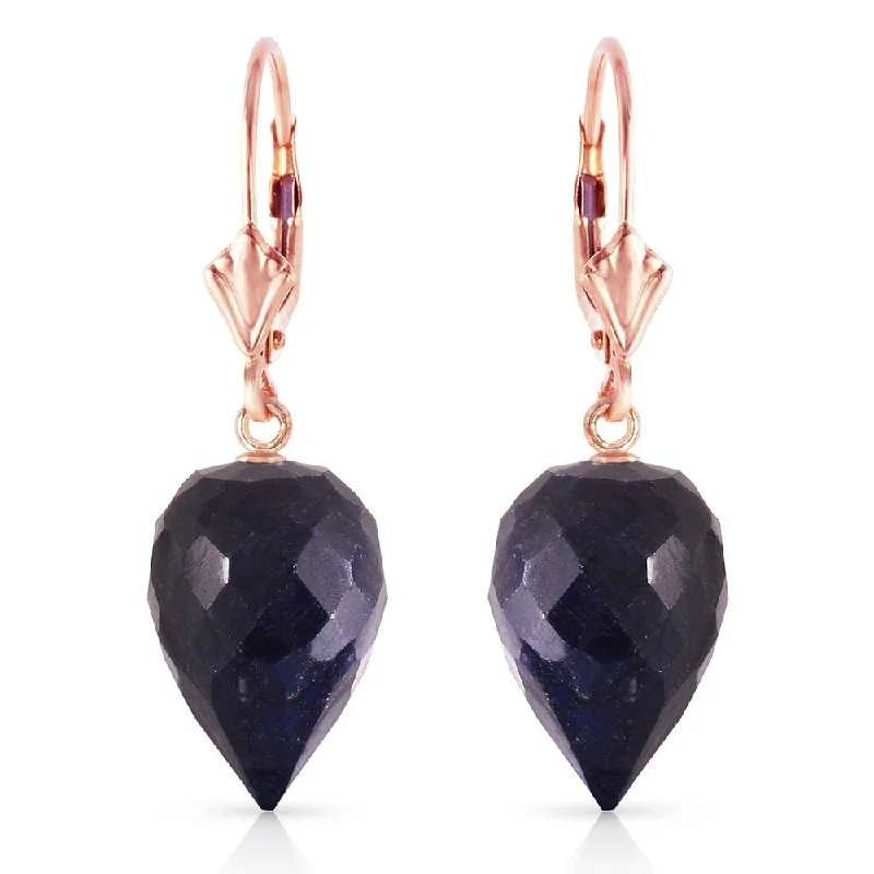 Open-frame earrings-25.7 Carat 14K Solid Rose Gold Drop Briolette Sapphire Earrings