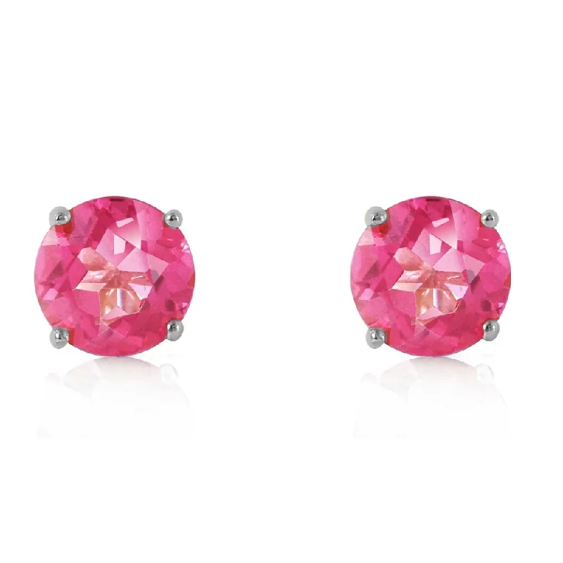 Narrow-tier earrings-3.1 Carat 14K Solid White Gold Small Victories Pink Topaz Earrings