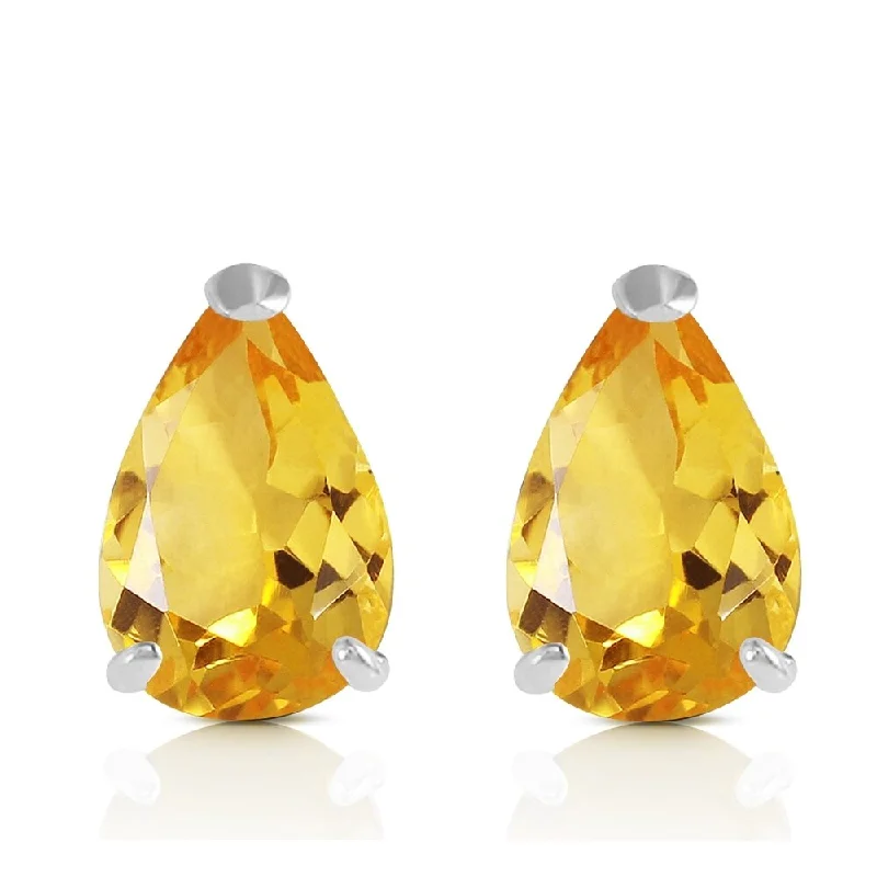 Retro topaz earrings-3.15 CTW 14K Solid White Gold Stand Still And Let Citrine Earrings