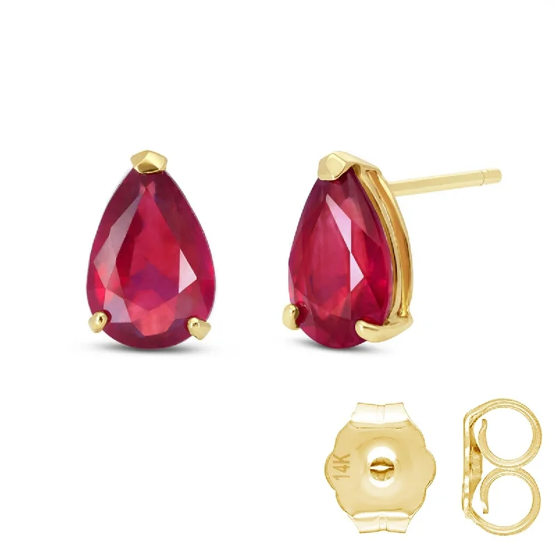 Classic emerald earrings-3.5 Carat 14K Solid Gold I Kept Thinking Ruby Earrings