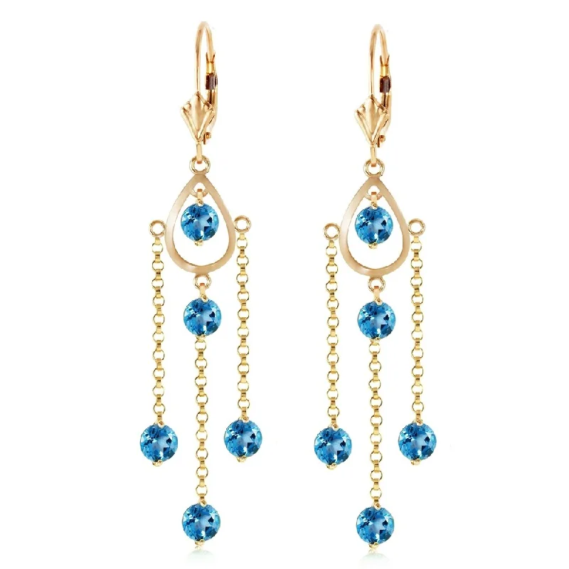 Plaited earrings-3 Carat 14K Solid Gold Gilded Age Blue Topaz Earrings