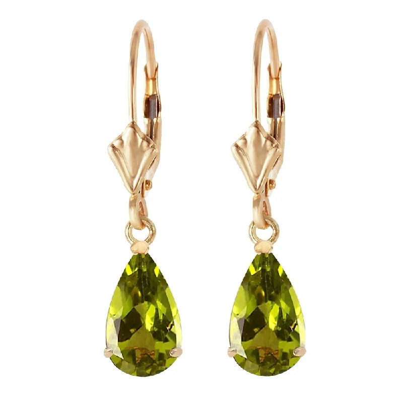 Rich apatite earrings-3 CTW 14K Solid Gold Green Grass Peridot Earrings