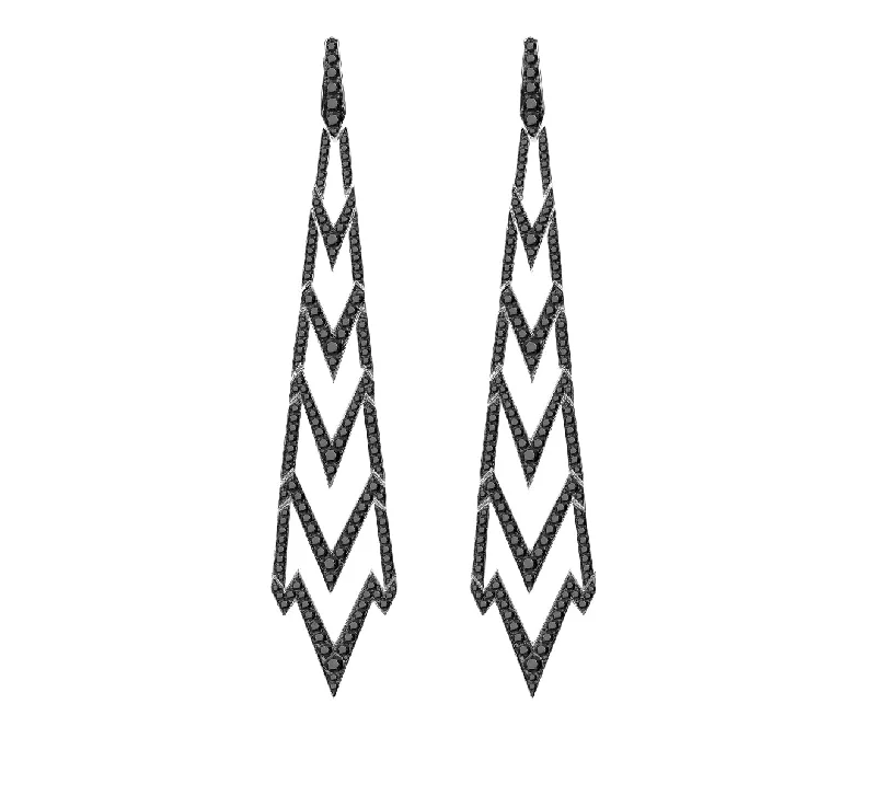 Light braid earrings-Black Diamond Lady Stardust Long Earrings