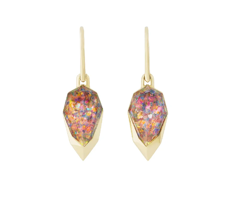 Drifting diamond earrings-Double Dipped Crystal Haze Earrings in Fire Opalescent