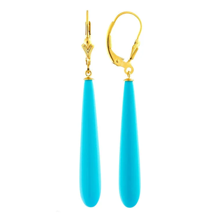 Retro-style opal earrings-35mm Sleeping Beauty Turquoise Lever Back Earrings 14-20 Gold Filled