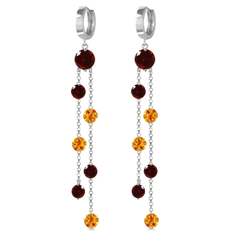 Glowing citrine earrings-8.99 Carat 14K Solid White Gold Conquer To Prevail Garnet Citrine Earrings