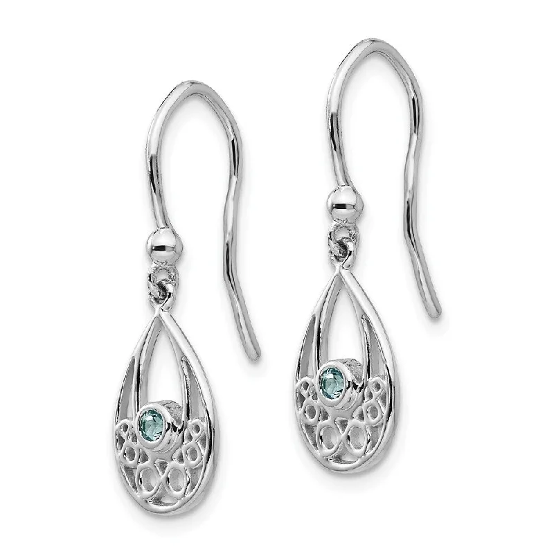 Sparkling drop earrings-925 Sterling Silver Blue Gemstone Earrings (L-26 mm, W-9 mm)