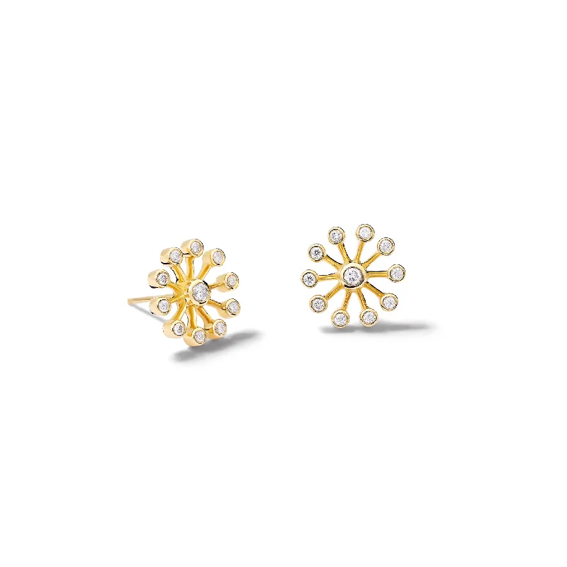 Lush moonstone earrings-Astrantia Extra Small Earrings 18ct Yellow Gold - Diamond