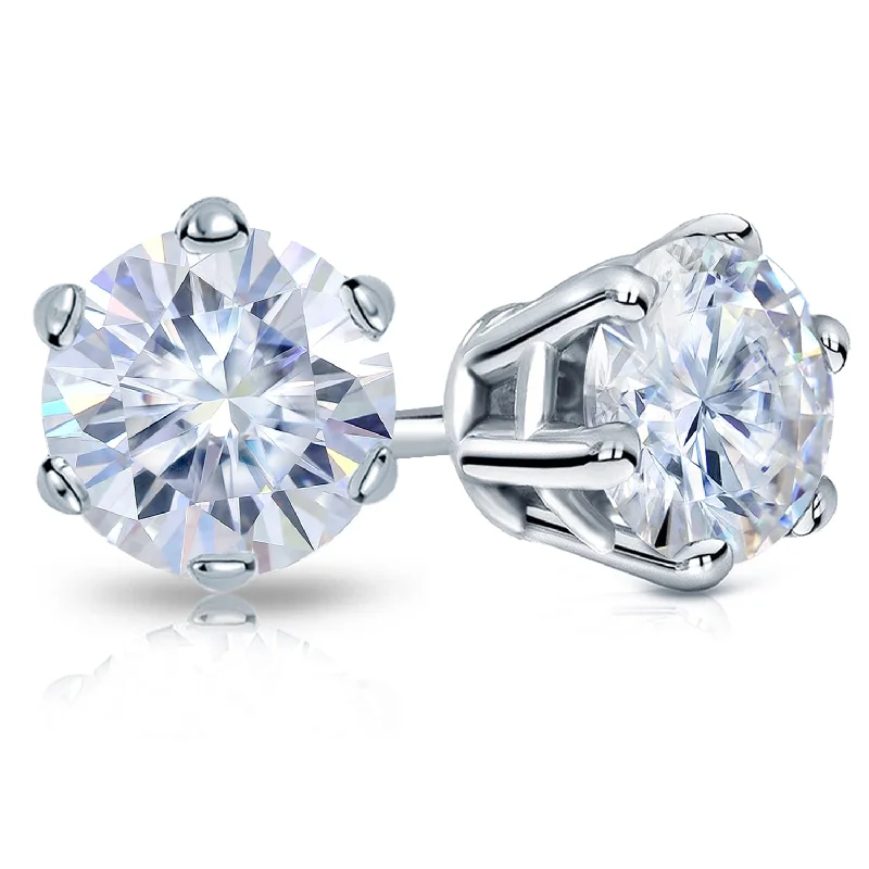 Smelted gold earrings-Auriya 1 1/2ctw Round Moissanite Stud Earrings 14k Gold - 5.9 mm