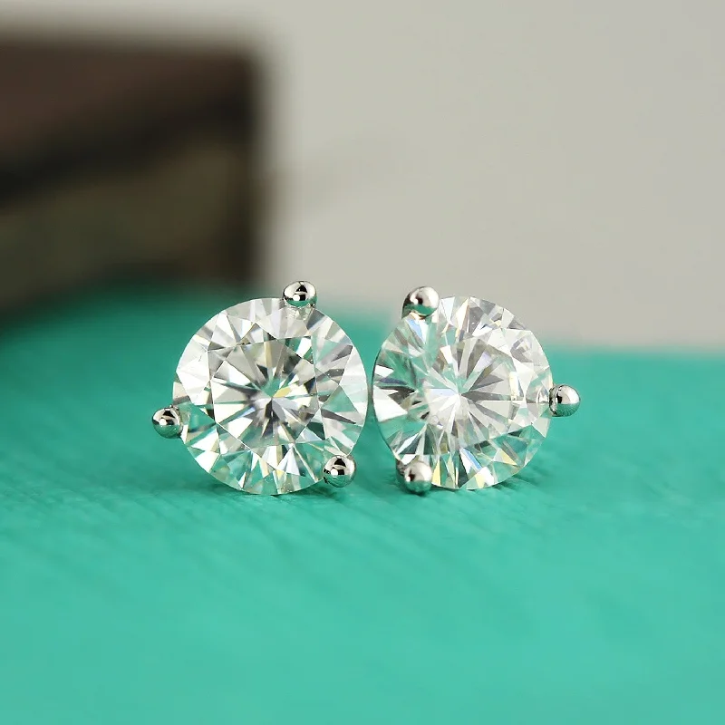 Drifting diamond earrings-Auriya 1 1/2ctw Round Moissanite Stud Earrings 14k Gold Martini-set - 5.9 mm