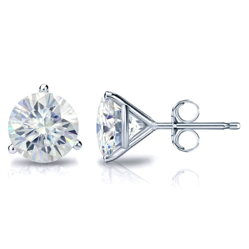 Low-set stone earrings-Auriya 1ctw Round Moissanite Stud Earrings 14k Gold Martini-set - 5 mm